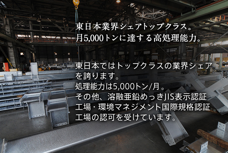 東日本業界シェアNo.1。月に5,000トンを超える高処理能力。